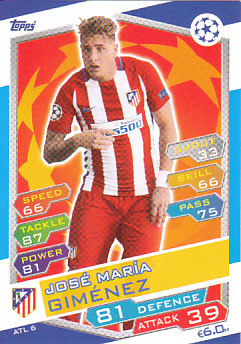 Jose Maria Gimenez Atletico Madrid 2016/17 Topps Match Attax CL #ATL06